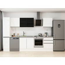 Alvinka 300X210 cm High Gloss Mutfak Dolabı MB-E80B40S60-3 Beyaz - Mdf