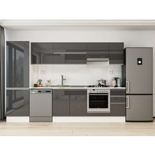 Alvinka 300X210 cm High Gloss Mutfak Dolabı MB-E80B60S40-1 Antrasit - Mdf