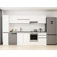 Alvinka 300X210 cm High Gloss Mutfak Dolabı MB-E80B40S60-1 Beyaz - Mdf
