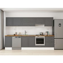 Alvinka 300X210 cm Klasik Mebran Mutfak Dolabı M-E80S40S60-1 Antrasit - Suntalam