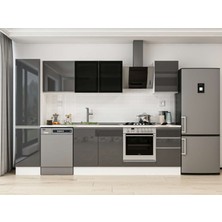 Alvinka 300X210 cm High Gloss Mutfak Dolabı MB-E90B45S45-3 Antrasit - Mdf