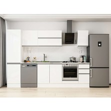 Alvinka 300X210 cm High Gloss Mutfak Dolabı MB-E90B50S40-2 Beyaz - Suntalam