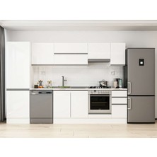 Alvinka 300X210 cm High Gloss Mutfak Dolabı MB-E80B60S40-1 Beyaz - Suntalam