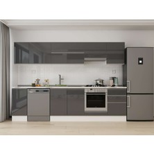 Alvinka 300X210 cm High Gloss Mutfak Dolabı M-E90S40S50-1 Antrasit - Mdf