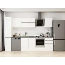Alvinka 300X210 cm High Gloss Mutfak Dolabı MB-E90B40S50-2 Beyaz - Mdf