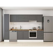 Alvinka 300X210 cm Klasik Mebran Mutfak Dolabı MB-E90B40S50-1 Antrasit - Suntalam