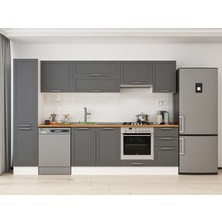Alvinka 300X210 cm Klasik Mebran Mutfak Dolabı MB-E90B45S45-1 Antrasit - Mdf