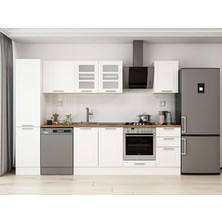 Alvinka 300X210 cm Klasik Mebran Mutfak Dolabı MB-E90B45S45-3 Beyaz - Mdf