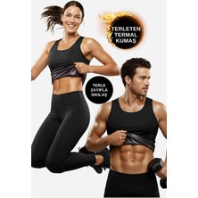 Kayoubi Kadın Erkek Sıkılaştırma Terleme Esnek Termal Sauna Spor Atlet Tshirt ve Tayt Takımı Ikisi Bir Arada