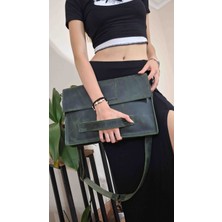 Yeşil Deri Bilgisayar Çantası