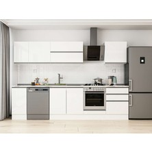 Alvinka 300X210 cm High Gloss Mutfak Dolabı M-E80S40S60-2 Beyaz - Mdf