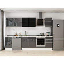 Alvinka 300X210 cm High Gloss Mutfak Dolabı M-E90S45S45-3 Antrasit - Suntalam