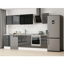 Alvinka 300X210 cm High Gloss Mutfak Dolabı M-E90S50S40-3 Antrasit - Suntalam