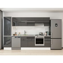 Alvinka 300X210 cm High Gloss Mutfak Dolabı MB-E90B50S40-1 Antrasit - Mdf