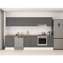 Alvinka 300X210 cm Klasik Mebran Mutfak Dolabı M-E80S60S40-1 Antrasit - Suntalam