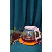 PremiumPort Gül Pembe 900 ml Cam Demlik, Süzgeçli Çaydanlık, Şık ve Kullanışlı Tasarım