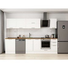 Alvinka 300X210 cm Klasik Mebran Mutfak Dolabı M-E80S60S40-2 Beyaz - Suntalam