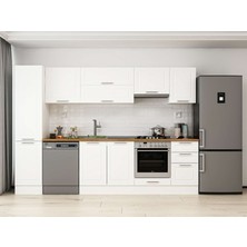 Alvinka 300X210 cm Klasik Mebran Mutfak Dolabı MB-E90B45S45-1 Beyaz - Suntalam