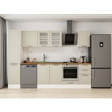 Alvinka 300X210 cm Klasik Mebran Mutfak Dolabı MB-E90B45S45-3 Kumtaşı - Mdf