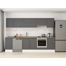 Alvinka 300X210 cm Klasik Mebran Mutfak Dolabı M-E90S40S50-1 Antrasit - Suntalam