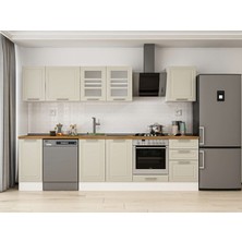 Alvinka 300X210 cm Klasik Mebran Mutfak Dolabı M-E90S40S50-3 Kumtaşı - Mdf