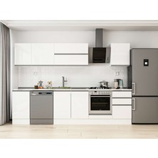 Alvinka 305X210 cm High Gloss Mutfak Dolabı M-E90S45S50-2 Beyaz - Mdf
