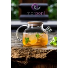 PremiumPort 1000 ml Bambu Kapaklı Isıya Dayanıklı Cam Çay Demliği ve Sürahi