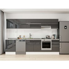 Alvinka 305X210 cm High Gloss Mutfak Dolabı M-E80S60S45-1 Antrasit - Mdf