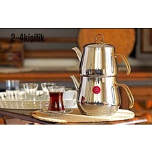 PremiumPort Paslanmaz Çelik Çaydanlık Takımı, Altın Kulp, Orta Boy, 2-4 Kişilik