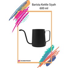 PremiumPort Siyah Mat 600 ml Paslanmaz Çelik Kahve Demleme Su Isıtıcı