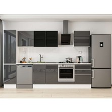 Alvinka 305X210 cm High Gloss Mutfak Dolabı MB-E80B45S60-3 Antrasit - Suntalam