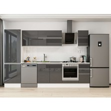 Alvinka 300X210 cm High Gloss Mutfak Dolabı MB-E80B60S40-2 Antrasit - Mdf