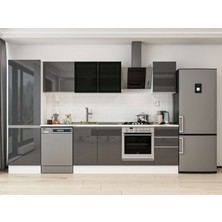 Alvinka 305X210 cm High Gloss Mutfak Dolabı MB-E80B60S45-3 Antrasit - Mdf