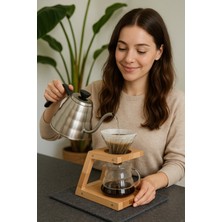 PremiumPort Ahşap Demonte Filtre Kahve Demleme Standı, Şık ve Pratik Tasarım