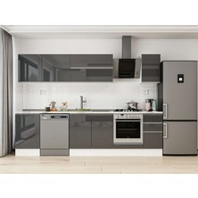 Alvinka 300X210 cm High Gloss Mutfak Dolabı M-E90S50S40-2 Antrasit - Suntalam