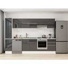 Alvinka 300X210 cm High Gloss Mutfak Dolabı MB-E90B40S50-1 Antrasit - Suntalam