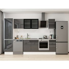 Alvinka 300X210 cm High Gloss Mutfak Dolabı MB-E90B50S40-3 Antrasit - Suntalam