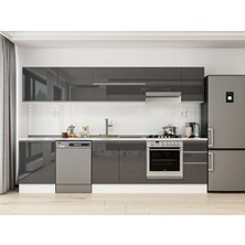 Alvinka 300X210 cm High Gloss Mutfak Dolabı M-E80S60S40-1 Antrasit - Mdf