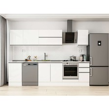 Alvinka 300X210 cm High Gloss Mutfak Dolabı M-E90S50S40-2 Beyaz - Mdf