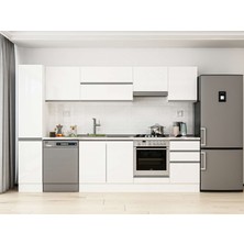 Alvinka 300X210 cm High Gloss Mutfak Dolabı MB-E90B40S50-1 Beyaz - Mdf
