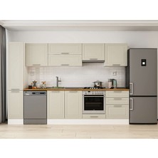 Alvinka 300X210 cm Klasik Mebran Mutfak Dolabı MB-E80B40S60-1 Kumtaşı - Suntalam