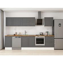 Alvinka 300X210 cm Klasik Mebran Mutfak Dolabı M-E80S40S60-2 Antrasit - Mdf