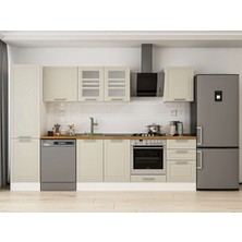 Alvinka 300X210 cm Klasik Mebran Mutfak Dolabı MB-E80B50S50-3 Kumtaşı - Suntalam