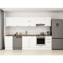 Alvinka 300X210 cm Klasik Mebran Mutfak Dolabı M-E90S50S40-1 Beyaz - Mdf