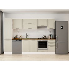 Alvinka 300X210 cm Klasik Mebran Mutfak Dolabı MB-E90B45S45-1 Kumtaşı - Mdf