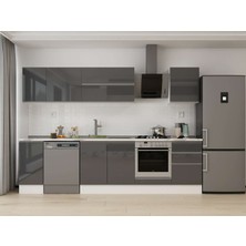 Alvinka 300X210 cm High Gloss Mutfak Dolabı M-E90S40S50-2 Antrasit - Mdf