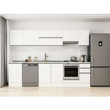 Alvinka 300X210 cm High Gloss Mutfak Dolabı M-E90S50S40-1 Beyaz - Mdf