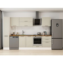 Alvinka 300X210 cm Klasik Mebran Mutfak Dolabı MB-E80B40S60-2 Kumtaşı - Suntalam