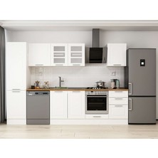 Alvinka 300X210 cm Klasik Mebran Mutfak Dolabı MB-E80B50S50-3 Beyaz - Mdf