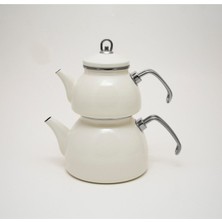 PremiumPort Beyaz Emaye Çaydanlık, Şık ve Dayanıklı Tasarım